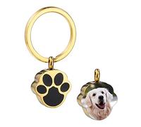 MeMeDIY Llavero Colgante Personalizado de Urna con Huella para Cenizas de Mascota Foto/Texto/Fecha Personalizado Acero Inoxidable Joyería de Cenizas de Perro Gato con Kit de Embudo (Estilo C: Oro)