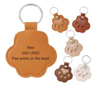 MeMeDIY Llavero Personalizado con Pelo de Perro Recuerdo con Pelo de Mascota Gato Llavero de Cuero con Forma de Huella Nombre Regalo Conmemorativo para Perros - B1