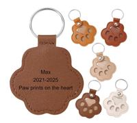 MeMeDIY Llavero Personalizado con Pelo de Perro Recuerdo con Pelo de Mascota Gato Llavero de Cuero con Forma de Huella Nombre Regalo Conmemorativo para Perros - B3