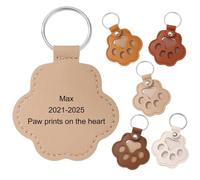 MeMeDIY Llavero Personalizado con Pelo de Perro Recuerdo con Pelo de Mascota Gato Llavero de Cuero con Forma de Huella Nombre Regalo Conmemorativo para Perros - B4
