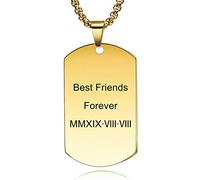 MeMeDIY Nombre De Grabado Personalizado con Etiqueta De Perro Collar Cadena Colgante para Hombre Mujere Acero Inoxidable, con 4 Regalos: 2 Cadenas, Llavero, Silenciador (5 Colores) (Amarillo)