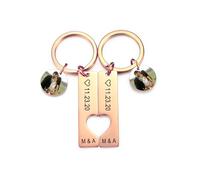 MeMeDIY Personalizada de Acero Inoxidable Juego de Llavero 2PCS Corazón Rompecabezas con Fecha Etiqueta Redonda Grabado Foto Corte Llavero con Nombre Memorial Regalo Para Mujeres Pareja Amigo (A3)