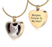 MeMeDIY Personalizado Corazón Huella de la Pata Cenizas Urna Colgante Collar Costumbre Nombre/Foto/Fecha para Mujer Hombre Mascota Amante Acero inoxidable Memorial Perro Gato Mascota Recuerdo - C2