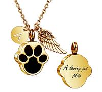 MeMeDIY Personalizado Corazón Huella de la Pata Cenizas Urna Colgante Collar Costumbre Nombre/Foto/Fecha para Mujer Hombre Mascota Amante Acero inoxidable Memorial Perro Gato Mascota Recuerdo -B2-3