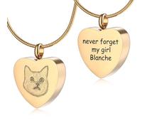 MeMeDIY Personalizado Corazón Huella de la Pata Cenizas Urna Colgante Collar Costumbre Nombre/Foto/Fecha para Mujer Hombre Mascota Amante Acero inoxidable Memorial Perro Gato Mascota Recuerdo - D2