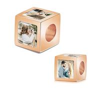 MeMeDIY Personalizado Foto Charm Adaptar Mujer Pulsera Collar Plata de Ley 925 Corazón/Cuadrado Charm Sostiene 1/4 Imagen Plata/Oro/Oro Rosa Amor Cuenta Regalos para Mujer Cumpleaños - C3