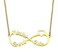 MeMeDIY Plata de Ley Infinito 3 Nombre Collar Personalizado Placa de Identificación Colgante para Mujer Mamá Niña Esposa Graduación Regalos para Hija Hermana Novia