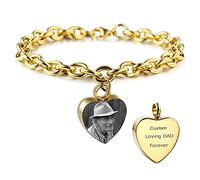 MeMeDIY Pulsera De Urna De Corazón Personalizada con Nombre Foto Grabado para Mujeres Niñas Soporte para Cenizas Humanas Cadena Ajustable Kit Embudo Recuerdo Cremación Conmemorativa