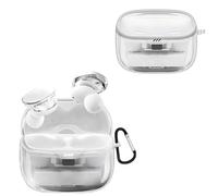 MEMELOKA Funda Compatible con JBL Tune Buds 2, Ultrafina Antigolpes de Silicona Suave con Llavero Carcasa JBL Tune Buds 2, LED Frontal Visible, Transparente