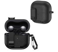 MEMELOKA Funda Huawei FreeClip 2 con Cierre de Seguridad, PC Resistente Estuche para Auriculares a Prueba de caídas de Grado Militar con Hebilla para Senderismo y LED Visible Frontal, Negro