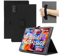 MEMELOKA Funda para Blackview Mega 2/Mega2, Ligero y Delgado PU Protectora Carcasa con Función de Auto-Sueño/Estela y Correa para la Muñeca[Soporte Función] - Negro
