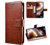 MEMELOKA Funda para Blackview Strong 1/Blackview Fort 1, Interior TPU Antigolpes y Premium Flip Wallet PU Carcasa con Ranura para Tarjeta[Cierre Magnético][Función Soporte] - Marrón