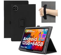 MEMELOKA Funda para DOOGEE Tab A9/Tab A9 Pro 10.1 Pulgudas, Ligero y Delgado PU Protectora Carcasa con Correa para la Muñeca[Soporte Función] - Negro