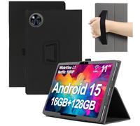 MEMELOKA Funda para DOOGEE U11/U11 Pro, Ligero y Delgado PU Protectora Carcasa con Función de Auto-Sueño/Estela y Correa para la Muñeca[Soporte Función] - Negro