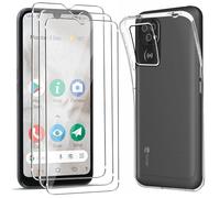 MEMELOKA Funda para Doro 8100/Doro 8100 Plus con 3 Piezas Cristal Templado, Ultrafino Transparente Suave TPU Silicona Anti-amarilleo Carcasa Doro 8100 Plus[Anti-arañazos][Anti-Huellas]