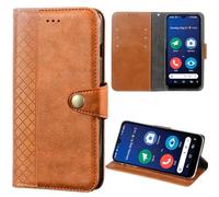 MEMELOKA Funda para Doro 8200/8100/8100 Plus, Interior TPU Antigolpes y Premium Flip Wallet PU Carcasa con Ranura para Tarjeta[Cierre Magnético][Función Soporte] - Marrón