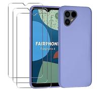 MEMELOKA Funda para Fairphone 4 + 3 Piezas Protector de Pantalla (Cristal Templado), Ultrafina Carcasa de Silicona Suave Antiarañazos, Antideslizante Superficie Mate, Azul