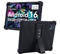 MEMELOKA Funda para KINGRID T90/KINGRID W90/TABWEE T90/TABWEE W90 11 Pulgadas, Carcasa Protectora Antigolpes de Silicona Suave con Soporte[Antiarañazos][Antideslizante], Negro