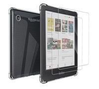 MEMELOKA Funda para Kobo Clara BW/Clara Colour 6 Pulgadas + 2 Piezas Cristal Templado, Carcasa TPU Transparente Flexible Anti-arañazos con Esquinas Reforzadas, Silicona Ultrafina Anti-Choques Funda