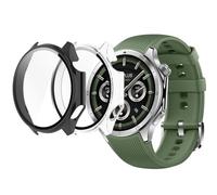 MEMELOKA Funda para OnePlus Watch 3/Oppo Watch X2 con Cristal Templado, 2 Piezas Ultra Delgada Anti-Rasguños Rígido PC Carcasa + Alta Sensibilidad Protector de Pantalla, Negro y Transparente