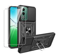 MEMELOKA Funda para OPPO A5 5G/4G/OPPO A5m + Cristal Templado, Armor Carcasa Militar Antiarañazos con 360° Soporte de Anillo, Antigolpes Carcasa con Cubierta de Cámara Deslizante, Negro