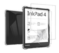 MEMELOKA Funda para Pocketbook InkPad 4/Color 3/Color 2 + Cristal Templado, Carcasa TPU Transparente Flexible Anti-arañazos con Esquinas Reforzadas, Silicona Ultrafina Anti-Choques Funda