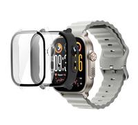 MEMELOKA Funda para Realme Watch 5 con Cristal Templado, 2 Piezas Ultra Delgada Anti-Rasguños Rígido PC Carcasa + Alta Sensibilidad Protector de Pantalla, Negro y Transparent