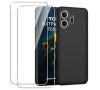 MEMELOKA Funda para TCL Nxtpaper 70 Pro + 2 Piezas Protector de Pantalla (Cristal Templado), Ultrafina Carcasa de Silicona Suave Antiarañazos, Antideslizante Superficie Negro Mate