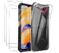 MEMELOKA Funda para Ulefone Armor X13 con 3 Piezas Cristal Templado, Ultrafino Transparente Suave TPU Silicona Anti-amarilleo Carcasa Ulefone Armor X13[Anti-arañazos][Anti-Huellas]