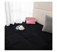 MEMEM Alfombras entrelazadas cuadradas, 10 Piezas de alfombras de Felpa con diseño de Rompecabezas, alfombras Suaves for decoración de salón y Dormitorio.(Black,1cm)