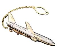 MEMEM Clip de corbata2 uds. Clip de corbata for hombre Simple chapado en oro forma de avión gemelos de avión piloto Pin de palo