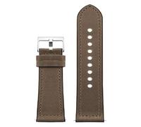MEMEM Correa de reloj de cuero for hombre, 20 mm/22 mm, con hebilla de pasador, estilo Crazy Horse, color plata(Dark Brown 1,22mm)