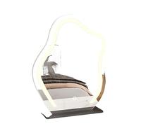 MEMEM Espejo De Maquillaje Sin Marco Iluminado, Espejo De Maquillaje De Escritorio, Espejo De Baño Irregular En Forma De Nube con Luz LED, Espejo Decorativo, 3 Colores De Luz(Black)