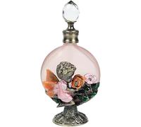 MEMEM Frasco de Perfume Vintage, Viaje de Vidrio vacío de 30 ml con Tapa Decorativa de Metal(Roze)