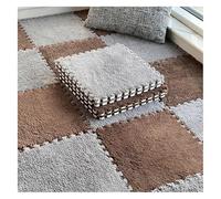 MEMEM Losetas de Espuma de Felpa esponjosa - Alfombra de Espuma Cuadrada de 30 x 30 cm - 8 Piezas entrelazadas - Suave Acolchado for niños con Cojines, Color Rosa(Gray+Dark Brown)