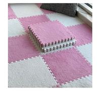 MEMEM Losetas de Espuma de Felpa esponjosa - Alfombra de Espuma Cuadrada de 30 x 30 cm - 8 Piezas entrelazadas - Suave Acolchado for niños con Cojines, Color Rosa(+White)