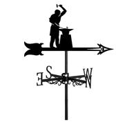 MEMEM Veleta for huerto agrícola, Estilo Retro, de Metal, for construcción en Acero, indicador de dirección del Viento for Exteriores, Herramientas de medición, decoración de jardín.(Blacksmith)