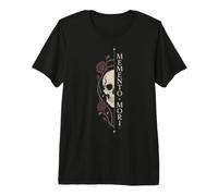 Memento Mori Gothic Rose Arte de Media Cara Oscuro Camiseta Premium