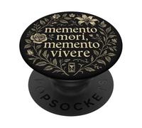 Memento Mori Memento Vivere - Corona Floral con Cita Latina PopSockets PopGrip Adhesivo