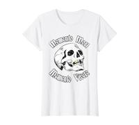 Memento Mori & Memento Vivere Stoic - Calavera de Tatuaje Envejecido Camiseta gráfica económica, Mujer, Blanco, S