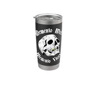 Memento Mori & Memento Vivere Stoic - Calavera de tatuaje envejecido Vaso térmico de acero inoxidable de doble pared