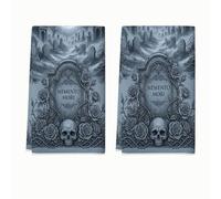 Memento Mori Skull Gothic Quote Halloween - 2 toallas de cocina de 16 x 24