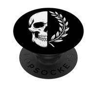 Memento Mori Skull Laurel, estoico, gótico, Arte Oscuro PopSockets PopGrip Adhesivo