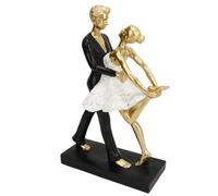 MEMEWOCA Escultura romántica de Baile de Pareja, Elegante Estatua de Bailarina de Ballet, Figura de Pareja de Resina Dorada con diseño Abstracto, para Sala de Estar, Dormitorio, decoración (7130W-01)