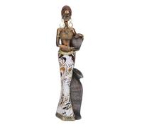 MEMEWOCA Estatua de Mujer Africana, figurilla Tribal de Resina Hecha a Mano, Escultura Vintage de una Dama Africana Realista con Vestimenta Tradicional, Ideal para Decorar escritorios, (G04172A)