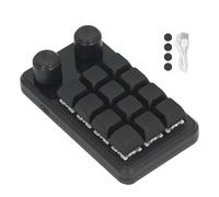 MEMEWOCA Mini Teclado para Juegos de 12 Teclas y 2 perillas con interruptores Azules, Teclado mecánico de programación de macros con una Sola Mano y luz RGB, Teclado Industrial