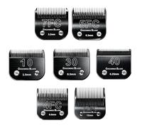 MEMIRY Tamaño 10+30+40+7FC+5FC+4F+3-3/4FC Cuchillas de aseo desmontables para perros, compatibles con cortadoras Andis, Oster A5, Wahl KM10, longitud de corte 0.25mm-13mm, negro