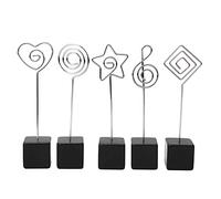 Memo Card Clip Holder 5PCS | Metal Clip Design for Notes/Photos/Table Numbers | Office Stationery Supplies & Wedding Place Card Stand | Sturdy Base with Exquisite Craftsmanship (Negra)