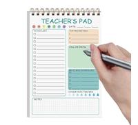 Memo con encuadernación en espiral doble, planificador en espiral para inglés, 50 hojas con lista de tareas para profesores, bloc de notas para autodisciplina para gestión del tiempo diaria y semanal