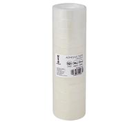 memobe Amex Cinta adhesiva transparente multiusos para escuela, oficina, trabajo, película adhesiva resistente y duradera, con adhesivo acrílico, rollos adhesivos multiusos, 12 mm x 10 m, 12 unidades